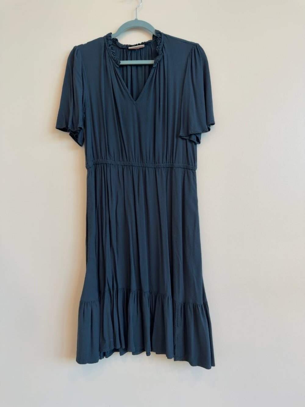 Knox Rose Navy Flutter Sleeve Midi Dress | Elastic Waist | Size Unknown